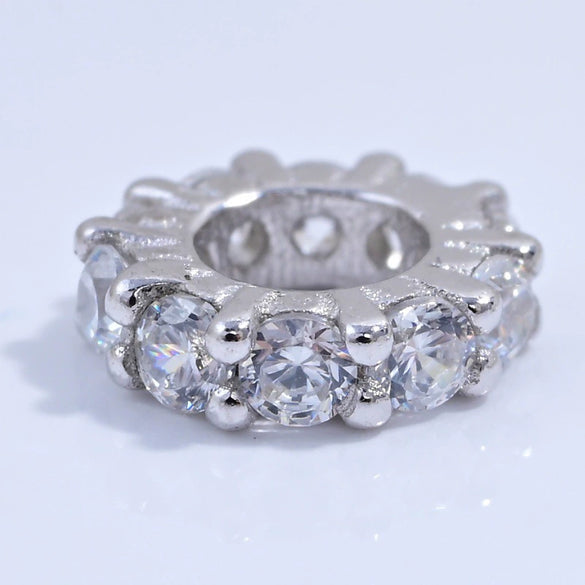 Wholesale Jewelry S925 Sterling Silver Zircon Inlaid Gear Pattern Round Beads Handmade Diy Beaded Material Accessories