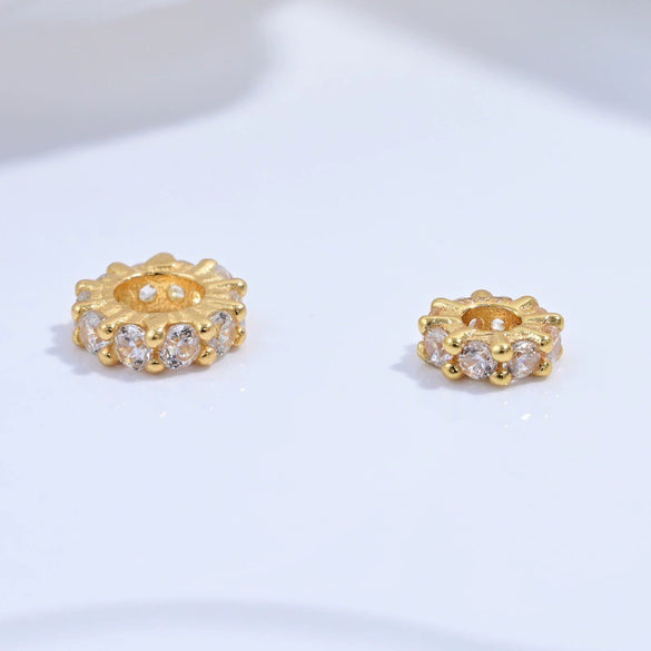 Wholesale Jewelry S925 Sterling Silver Zircon Inlaid Gear Pattern Round Beads Handmade Diy Beaded Material Accessories