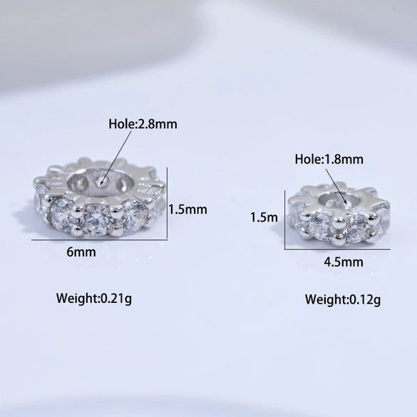 Wholesale Jewelry S925 Sterling Silver Zircon Inlaid Gear Pattern Round Beads Handmade Diy Beaded Material Accessories