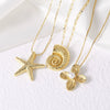 Wholesale Jewelry Sea Wind Pearl Conch Sea Star Copper 18K Gold Plated Necklace For Women