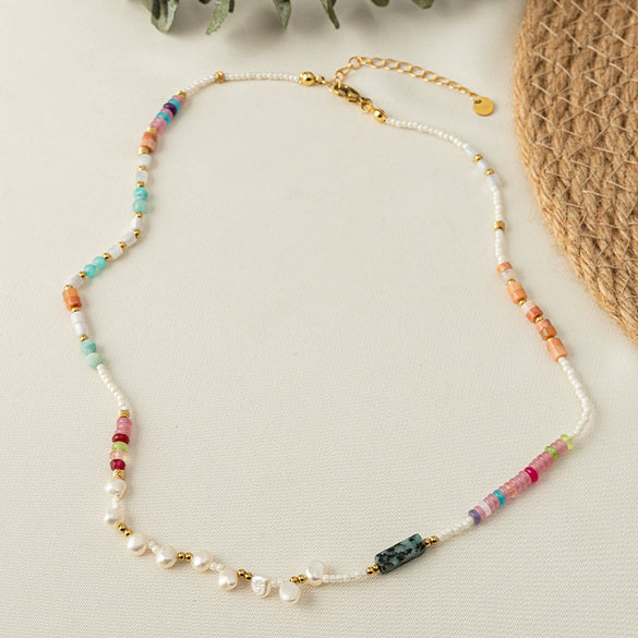 Wholesale Jewelry Seiko Geometric Titanium Steel Beaded Necklace For Women
