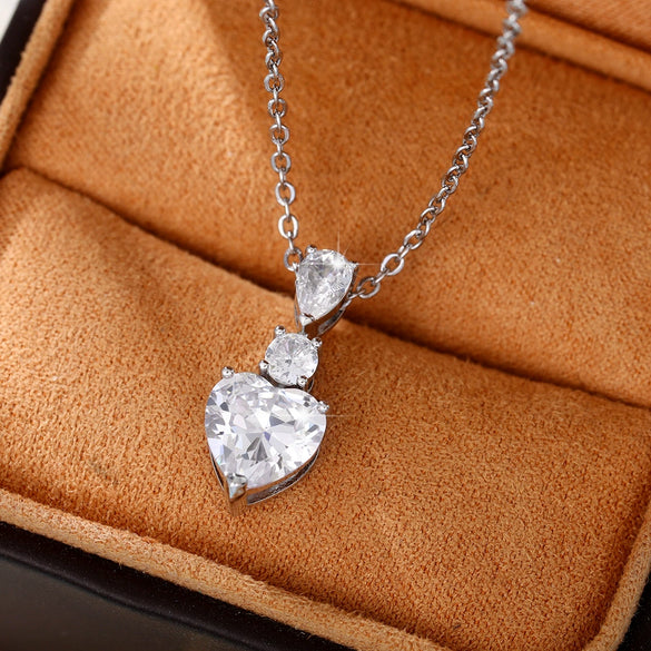 Wholesale Jewelry Set Copper Heartshaped With Zircon And Mixed Gem Inlay For Women Love Pattern