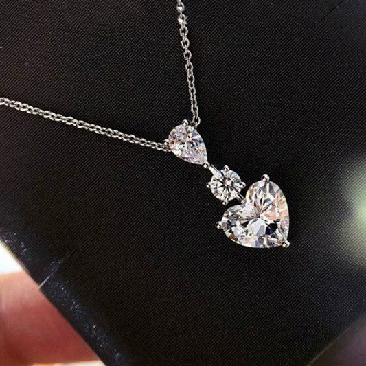 Wholesale Jewelry Set Copper Heartshaped With Zircon And Mixed Gem Inlay For Women Love Pattern