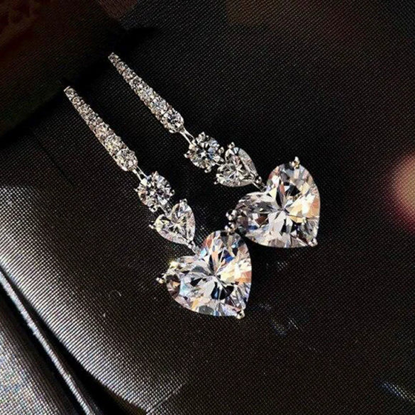 Wholesale Jewelry Set Copper Heartshaped With Zircon And Mixed Gem Inlay For Women Love Pattern