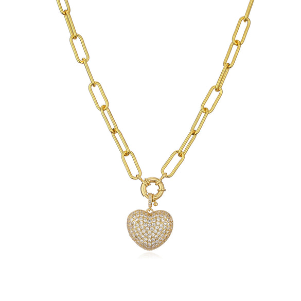 Wholesale Jewelry Set Copper Light Luxury Style With Love Water Drops Bell Pattern Microinlaid Heart Pendant Electroplating Ochain For Women