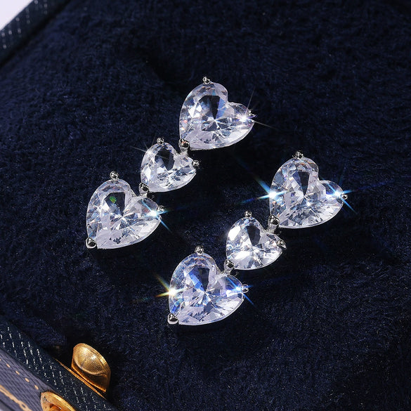 Wholesale Jewelry Set Copper Mixed Gem Inlay Heart Love Water Drops Bell Zircon Ochain Women's Necklace Earrings Ring