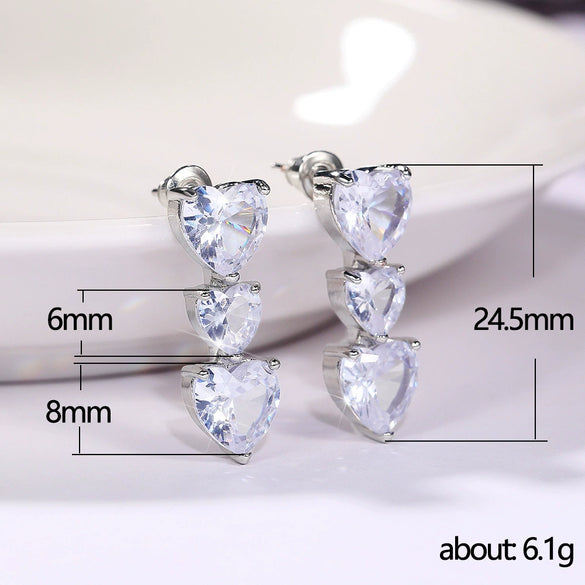 Wholesale Jewelry Set Copper Mixed Gem Inlay Heart Love Water Drops Bell Zircon Ochain Women's Necklace Earrings Ring