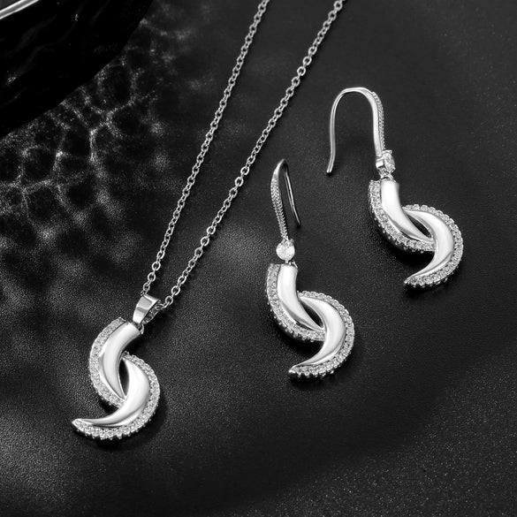 Wholesale Jewelry Set Copper Ochain Earrings And Necklace With Artificial Zircon Pendants And Geometric Pattern Simple Style Unisex And Women's