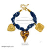 Wholesale Jewelry Set Dark Blue Printed Leopard Print Heart Shaped Ceramic Stainless Steel Electroplated Jewelry For Women