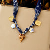 Wholesale Jewelry Set Dark Blue Printed Leopard Print Heart Shaped Ceramic Stainless Steel Electroplated Jewelry For Women