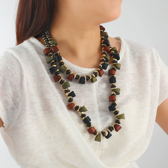 Wholesale Jewelry Set Frosted Resin Mixed Gemstone Setting Heart Water Drop Bell Shaped Electroplated Handwoven