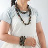 Wholesale Jewelry Set Frosted Resin Mixed Gemstone Setting Heart Water Drop Bell Shaped Electroplated Handwoven