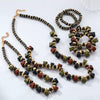 Wholesale Jewelry Set Frosted Resin Mixed Gemstone Setting Heart Water Drop Bell Shaped Electroplated Handwoven