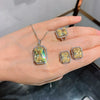 Wholesale Jewelry Set Geometric Quadrilateral Copper Mixed Gem Inlay Zircon Light Luxury Women's