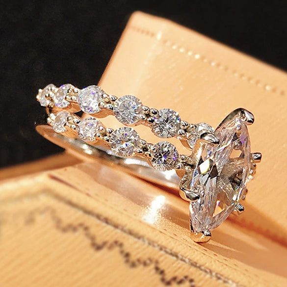 Wholesale Jewelry Set Of Rings Copper Zircon Geometric Couple Style