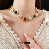 Wholesale Jewelry Set Silver Needle Geometric Imitation Pearl Heart Water Drop Bell Tassel Earrings Necklace Alloy Pendant Electroplated Highend Women's