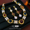 Wholesale Jewelry Set Silver Needle Geometric Imitation Pearl Heart Water Drop Bell Tassel Earrings Necklace Alloy Pendant Electroplated Highend Women's