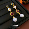 Wholesale Jewelry Set Silver Needle Geometric Imitation Pearl Heart Water Drop Bell Tassel Earrings Necklace Alloy Pendant Electroplated Highend Women's