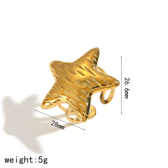 Wholesale Jewelry Set Stainless Steel Electroplated Fivepointed Star Earrings And Ring For Women