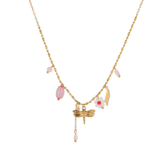 Wholesale Jewelry Set Stainless Steel 18K Gold Plated Titanium Steel Inlay Geometric Heart Drop Bell Style Necklace Bracelet For Women