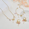 Wholesale Jewelry Set Stainless Steel 18K Gold Plated Titanium Steel Inlay Geometric Heart Drop Bell Style Necklace Bracelet For Women