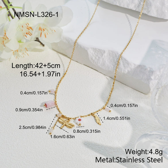 Wholesale Jewelry Set Stainless Steel 18K Gold Plated Titanium Steel Inlay Geometric Heart Drop Bell Style Necklace Bracelet For Women