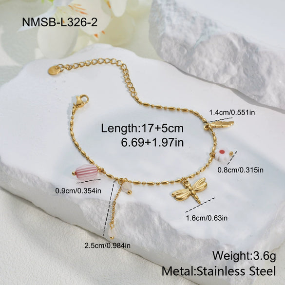 Wholesale Jewelry Set Stainless Steel 18K Gold Plated Titanium Steel Inlay Geometric Heart Drop Bell Style Necklace Bracelet For Women