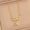Wholesale Jewelry Set Titanium Steel Love Bow Design With Diamonds For Women