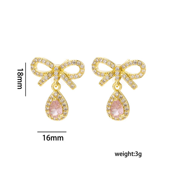 Wholesale Jewelry Set Titanium Steel Love Bow Design With Diamonds For Women