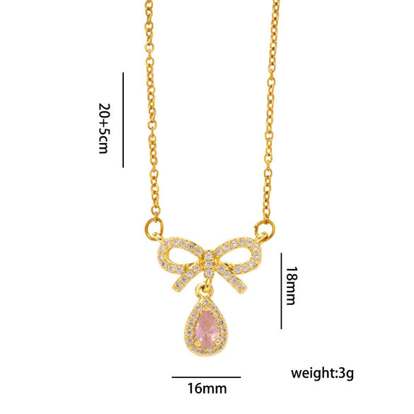 Wholesale Jewelry Set Titanium Steel Love Bow Design With Diamonds For Women