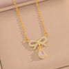 Wholesale Jewelry Set Titanium Steel Love Bow Design With Diamonds For Women