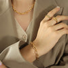 Wholesale Jewelry Set Titanium Steel Necklace Bracelet With Geometric Style And Electroplating Treatment For Women