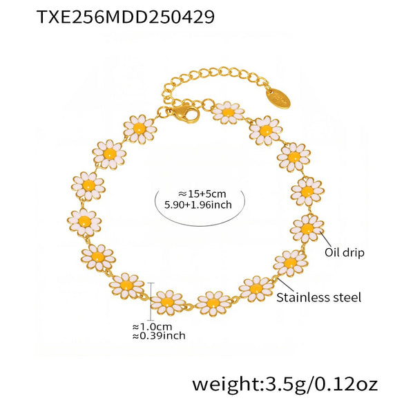 Wholesale Jewelry Set With Ferris Wheel Oil Drop Daisy Flower And Sunflower For Women Stainless Steel And Titanium Steel Electroplated