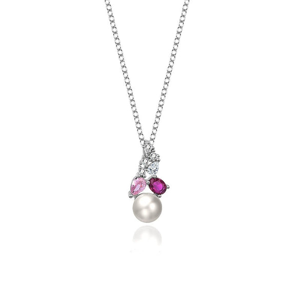 Wholesale Jewelry Set With Freshwater Pearls S925 Sterling Silver Pink Pendant Earrings Round Shape Casual Fashion For Women