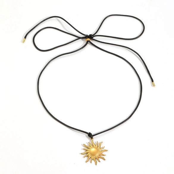 Wholesale Jewelry Set Women Ins Style Minimalist Stainless Steel Titanium Steel Wax Rope Chain Electroplated Stars Sun And Moon Clouds Universe Pendant Necklace Earrings