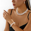 Wholesale Jewelry Set Women's Casual Geometric Fake Pearl Handmade Necklace And Bracelet
