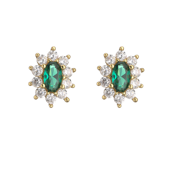 Wholesale Jewelry Set Zircon Copper Microinlaid Plant Flowershaped Electroplated For Women