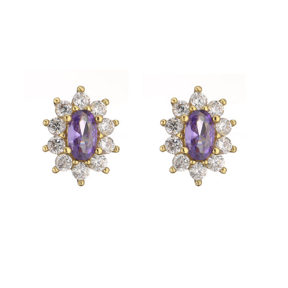 Wholesale Jewelry Set Zircon Copper Microinlaid Plant Flowershaped Electroplated For Women