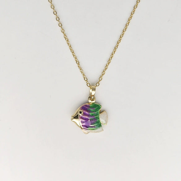 Wholesale Jewelry Shell Enamel Oil Drop Geometric Brass Handmade Pendant Necklace For Women