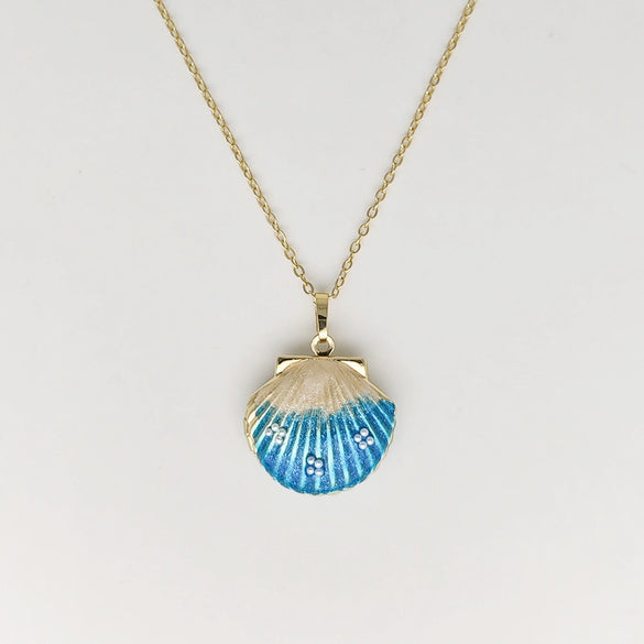 Wholesale Jewelry Shell Enamel Oil Drop Geometric Brass Handmade Pendant Necklace For Women
