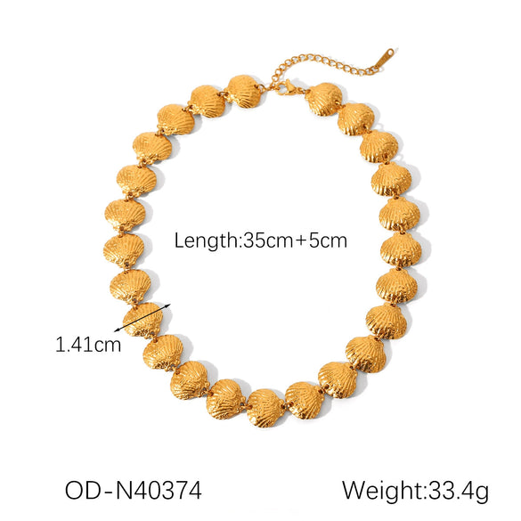 Wholesale Jewelry Shell Pattern Titanium Steel And Stainless Steel Necklace And Bracelet With Electroplating And Handmade Chain