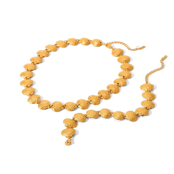 Wholesale Jewelry Shell Pattern Titanium Steel And Stainless Steel Necklace And Bracelet With Electroplating And Handmade Chain