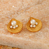 Wholesale Jewelry Shell Pearl Stainless Steel Marine Organisms Electroplating Women's Hip Hop Style
