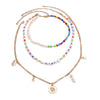 Wholesale Jewelry Shell Rice Beads Alloy Geometric Cross Chain Necklace For Women Electroplated