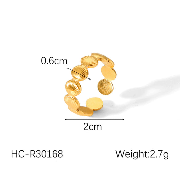 Wholesale Jewelry Shell Stainless Steel Goldplated Geometric Animal Zodiac Mermaid Oil Drop Open Ring