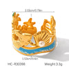 Wholesale Jewelry Shell Stainless Steel Goldplated Geometric Animal Zodiac Mermaid Oil Drop Open Ring