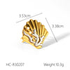 Wholesale Jewelry Shell Stainless Steel Goldplated Geometric Animal Zodiac Mermaid Oil Drop Open Ring