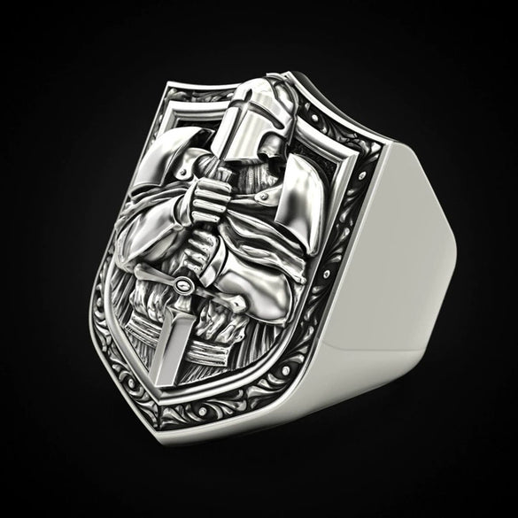 Wholesale Jewelry Shieldshaped Sword Knight Ring Alloy The Crown Geometric Style Unisex Retro