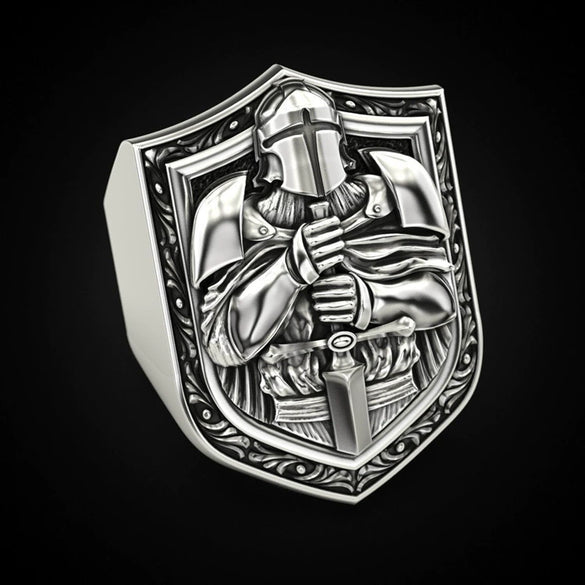 Wholesale Jewelry Shieldshaped Sword Knight Ring Alloy The Crown Geometric Style Unisex Retro