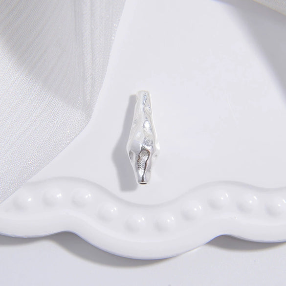 Wholesale Jewelry Silver 925 Baroque Hammered Long Oval Beads Electroplated Jewelry Accessories For Diy Bracelet Necklace Earrings
